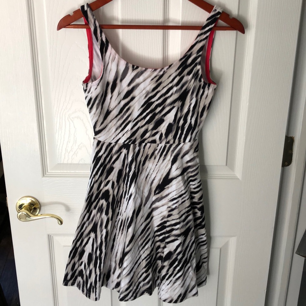 Express zebra print skater dress, size XS